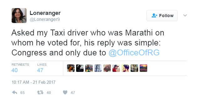 Atheist_Krishna's tweet photo. Found the Taxi driver who told her that he voted for congress &amp; only due to RaGa. 😂😂 
#BMCresults https://t.co/bcDDyRa814