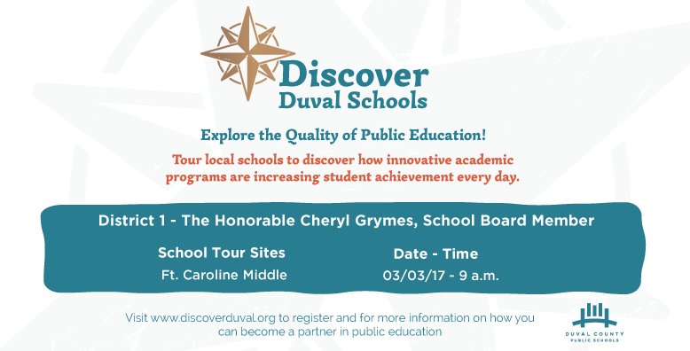 DCPS (@duvalschools) on Twitter photo Our next #DiscoverDuval tour is coming up next Friday, 3/3 at Fort Caroline Middle School at 9 am! Register here: bit.ly/1x3eaD8 Our next #DiscoverDuval tour is coming up next Friday, 3/3 at Fort Caroline Middle School at 9 am! Register here: bit.ly/1x3eaD8
