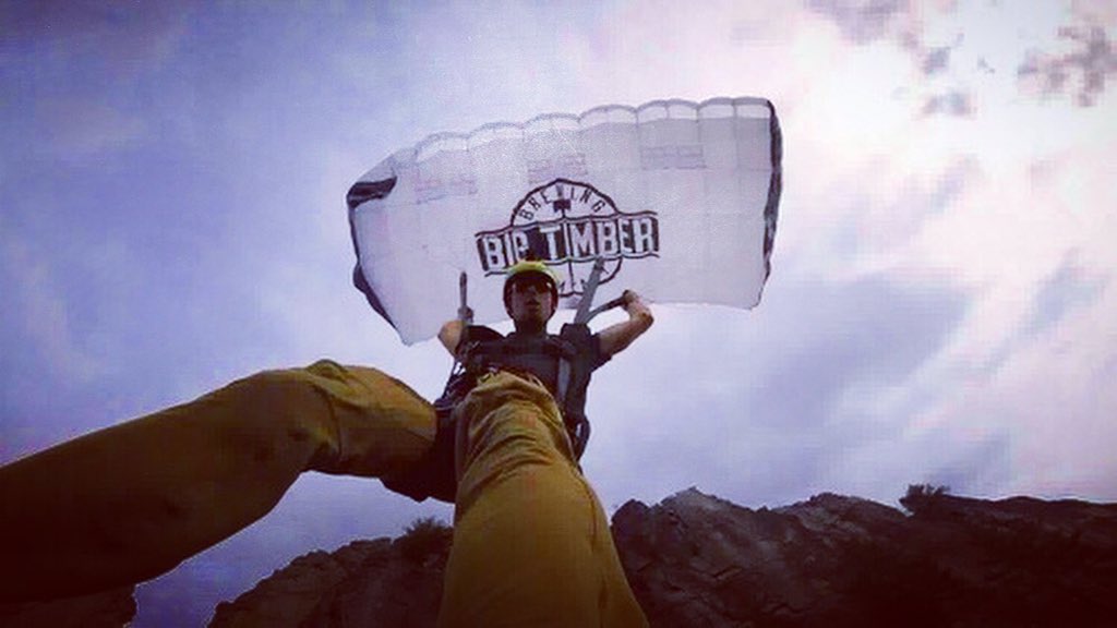 BigTimberBrew's tweet photo. @havok2370 taking advantage of the beautiful spring weather with his #bigtimberbrewing rig! #axforbigtimber #basejumping #craftbeer https://t.co/1QUbeJKyqN