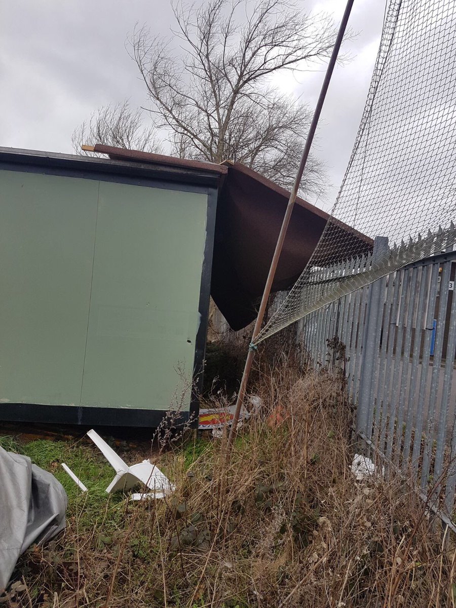SpringvaleCC's tweet photo. @swindoncc Count yourself lucky! #StormDoris bought unwelcome havoc to the Vale. Time to roll the sleeves up #volunteers #cricketfamily https://t.co/cWuqk2qw3k
