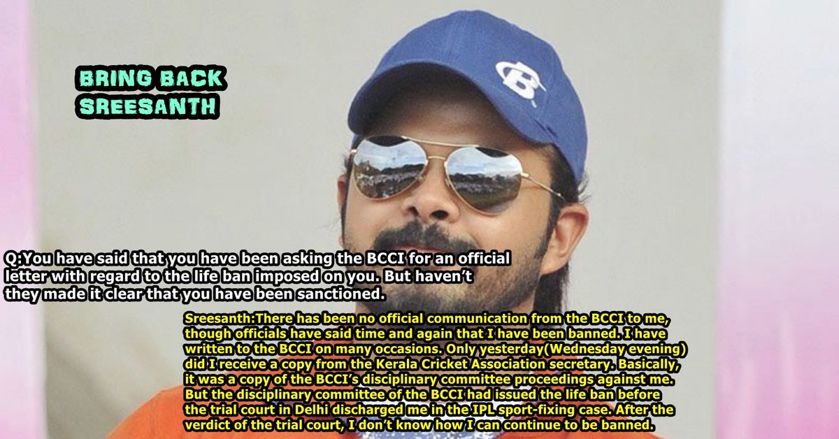 WeSupportSree's tweet image. #BringBackSreesanth
#RemoveBanOfSreesanth