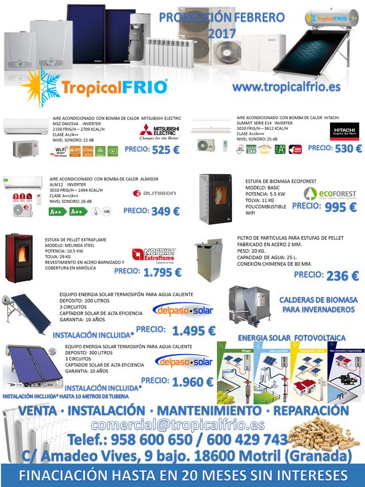 TropicalFRIO's tweet photo. Últimos días!! Aprovéchate de los mejores precios en #energiasolar #estufasdepellet #aireacondicionado 
https://t.co/6uYDCSbiCx https://t.co/7XGHF4BmfR