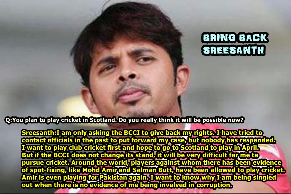 WeSupportSree's tweet image. #BringBackSreesanth
#RemoveBanOfSreesanth