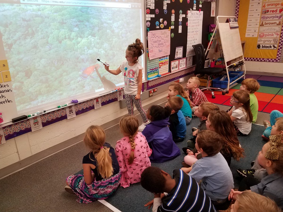 Snyder_gradeK's tweet photo. Kinders taking a virtual field trip to the Rainforest to identify what animals live there, and what they need to survive. #DLDay #wcpsmd https://t.co/lSEzL59QwW