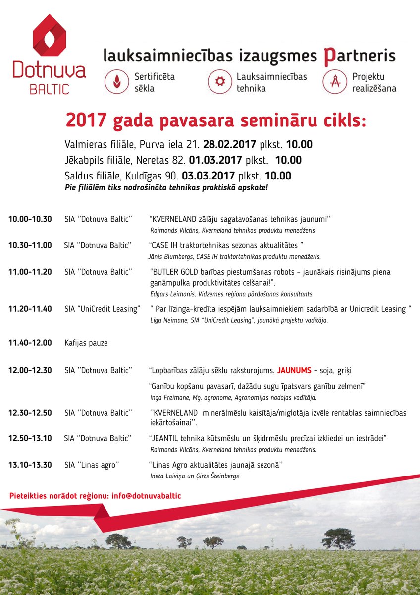 Izvēlies ko vēlies...Mēs rīkojam seminārus visās uzņēmuma filiālēs, izlem kura Tev tuvāk vai interesantāka un ierodies! Runāsim par sēklām!