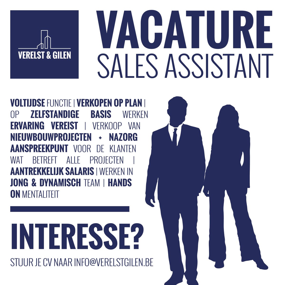 Wij zijn opzoek naar een voltijdse sales assistant m/v voor ons team te versterken Meer Info? bit.ly/2mgmFsj  #VerelstGilen