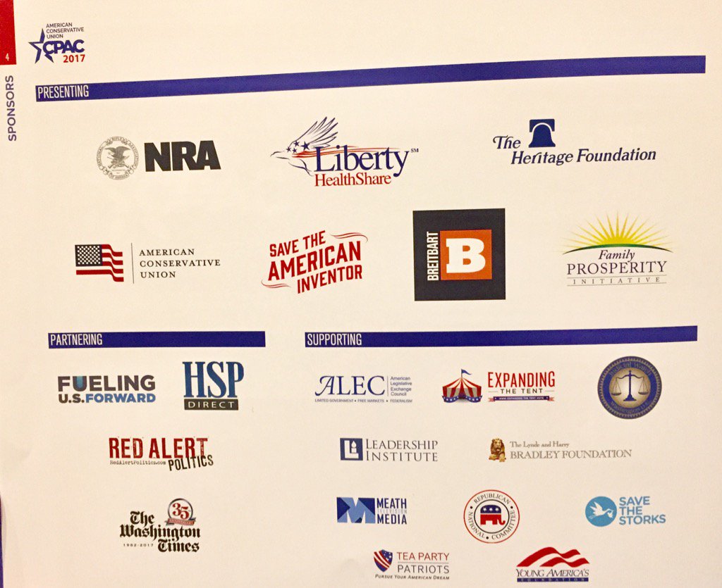 davelevinthal's tweet image. Top sponsors of #CPAC2017 this year