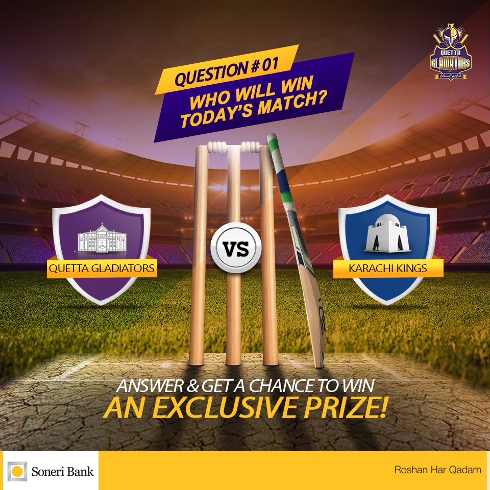 SoneriBank_Pk's tweet photo. Answer the question in the comments below for a chance to win an exciting prize from Soneri Bank! #SoneriBank #QuettaGladiators https://t.co/LETxJ0qRvy