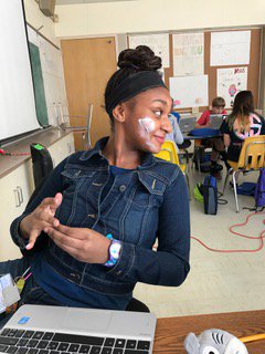 Bryanna reminds health students that it's important to take care of your skin. <a href="/FMS_BCPS/">Franklin Middle BCPS</a> @FMS_PTA_MD   😂