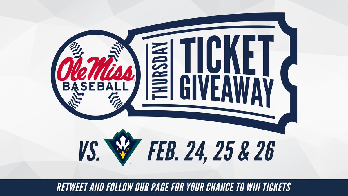 OleMissBSB's tweet photo. Rebel Nation, it's that time of the week again! RT &amp; Follow for a chance to win tickets to a game for this weekend's home series vs. UNCW! https://t.co/7xJenOPXdO