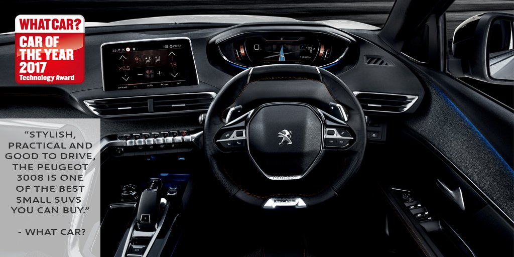 PeugeotUK's tweet photo. Read the promising 4-star review from @whatcar? on the all-new #Peugeot3008SUV > https://t.co/s87xFiEohi #ExperienceBuiltIn https://t.co/f0FNVOVbKu