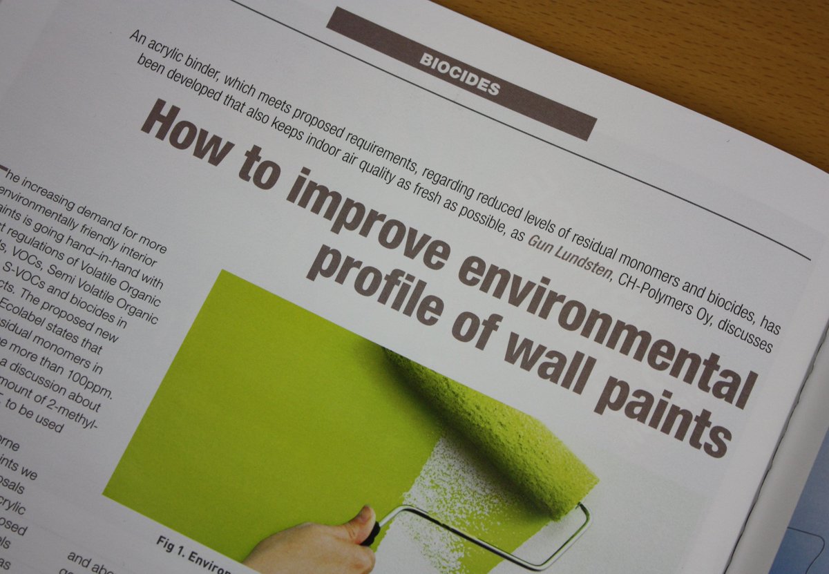 CHPolymers's tweet photo. Consider #environment also when #painting. Gun Lundsten's article on #paint #ecoprofile improvement now on the Polymer Paint Colour Journal https://t.co/DPFQGNTdPv