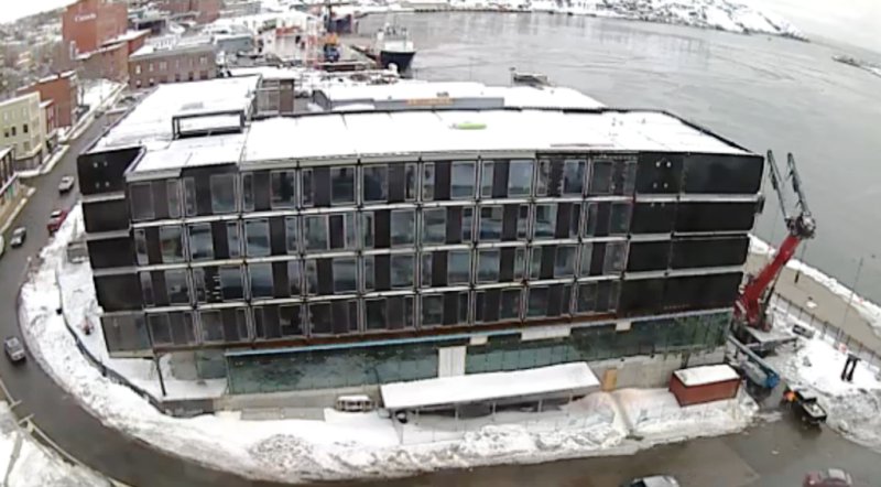 AdeptMgt's tweet photo. From @polcomgroup factory in Poland, then across the Atlantic.The 148 room ALT St John’s Hotel now assembled!Modular Design Mgt by @AdeptMgt https://t.co/BTsAhy7SEJ