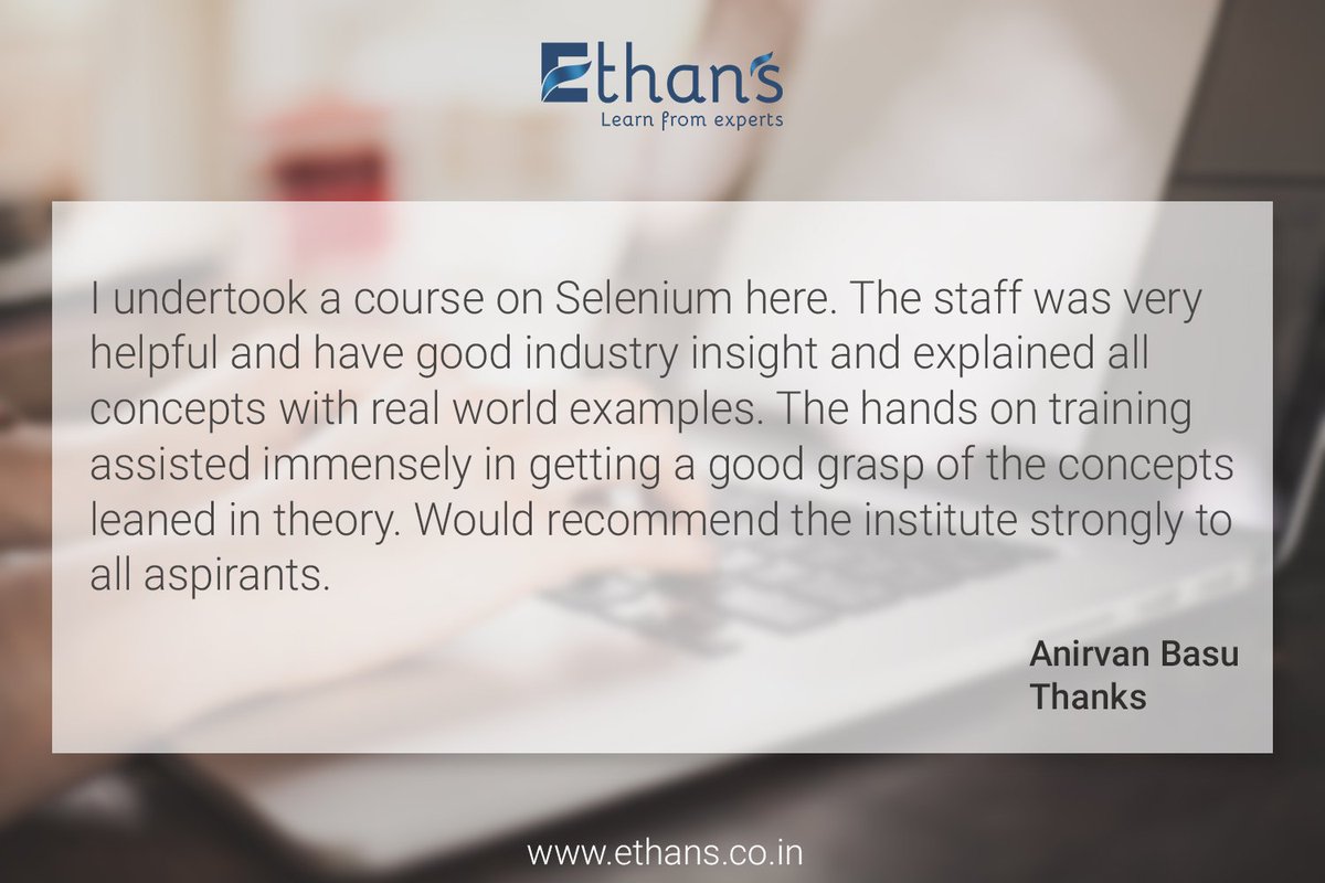 TechEthans's tweet image. #learnselenium #seleniumtraining #onlinetraining #ethanstech