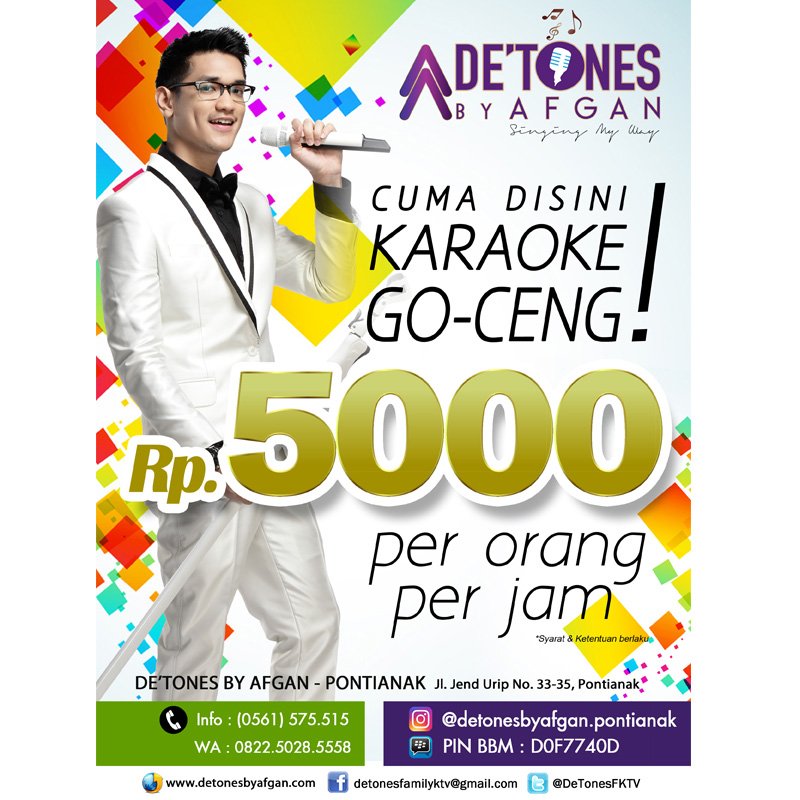 Gak percaya Karaoke 1 jam cuma 5000 ? ini buktinya.. beneran cuma GOCENG, hanya di De'Tones By Afgan PONTIANAK
#entertaiment #familykaraoke