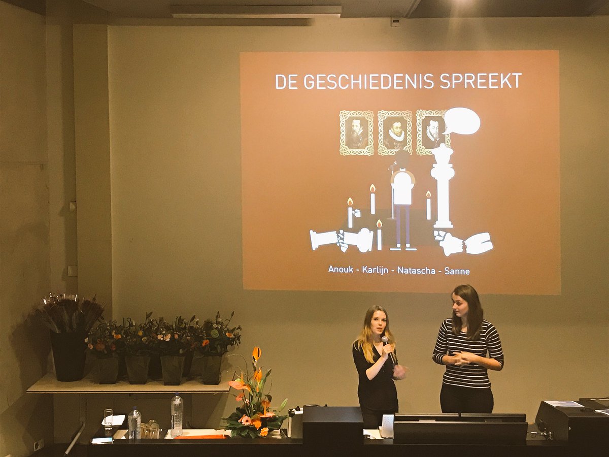KimvMinnen's tweet photo. Laatste groep: App 'Geschiedenis spreekt' waarbij interactieve schilderijen je door t verleden loodsen!! #spinawards #youngtalent #hufcj https://t.co/mS4dyitv0b