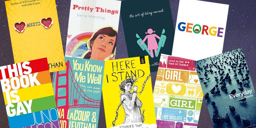 Booktrust's tweet photo. February is LGBT History Month, so here's a list of great books about gay, lesbian, bisexual and trans characters: https://t.co/E5ZwaVPdJ2 https://t.co/BAn9g30z0F