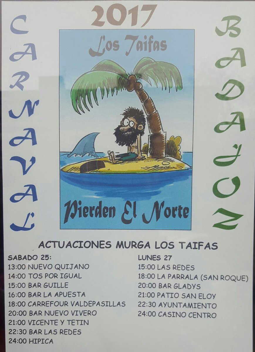 Os dejamos nuestro cartel de actuaciones para este Carnaval! Esperamos que nos acompañéis!