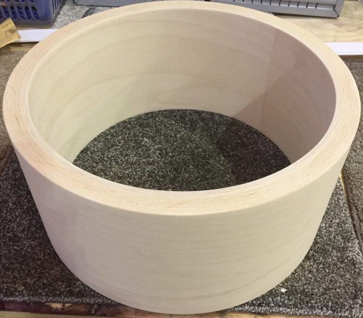 NCDShells's tweet photo. Starting the day off with custom 40 ply 14x6.5. 28 ply maple with 12 ply inner. Ready for routing and oiling. @NorthCustomDrum #bigboysnare https://t.co/ba7VV1V3cr