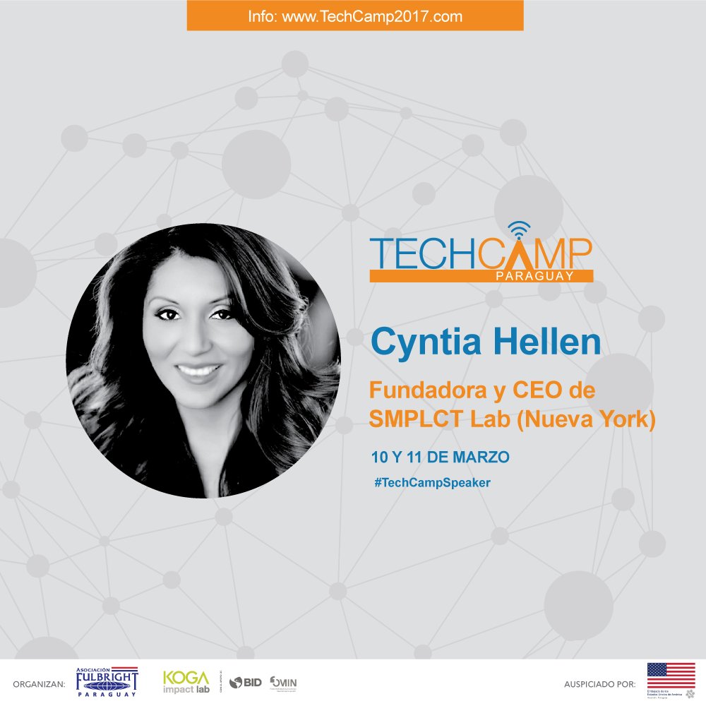 Koga Impact Lab (@kogaimpactlab) on Twitter photo Para el TechCamp Paraguay, tendremos como speaker a <a href="/CynthiaHellen/">Cynthia Hellen</a>, fundadora y CEO de @smplctlab āš»š Info: TechCamp2017.com Para el TechCamp Paraguay, tendremos como speaker a <a href="/CynthiaHellen/">Cynthia Hellen</a>, fundadora y CEO de @smplctlab āš»š Info: TechCamp2017.com