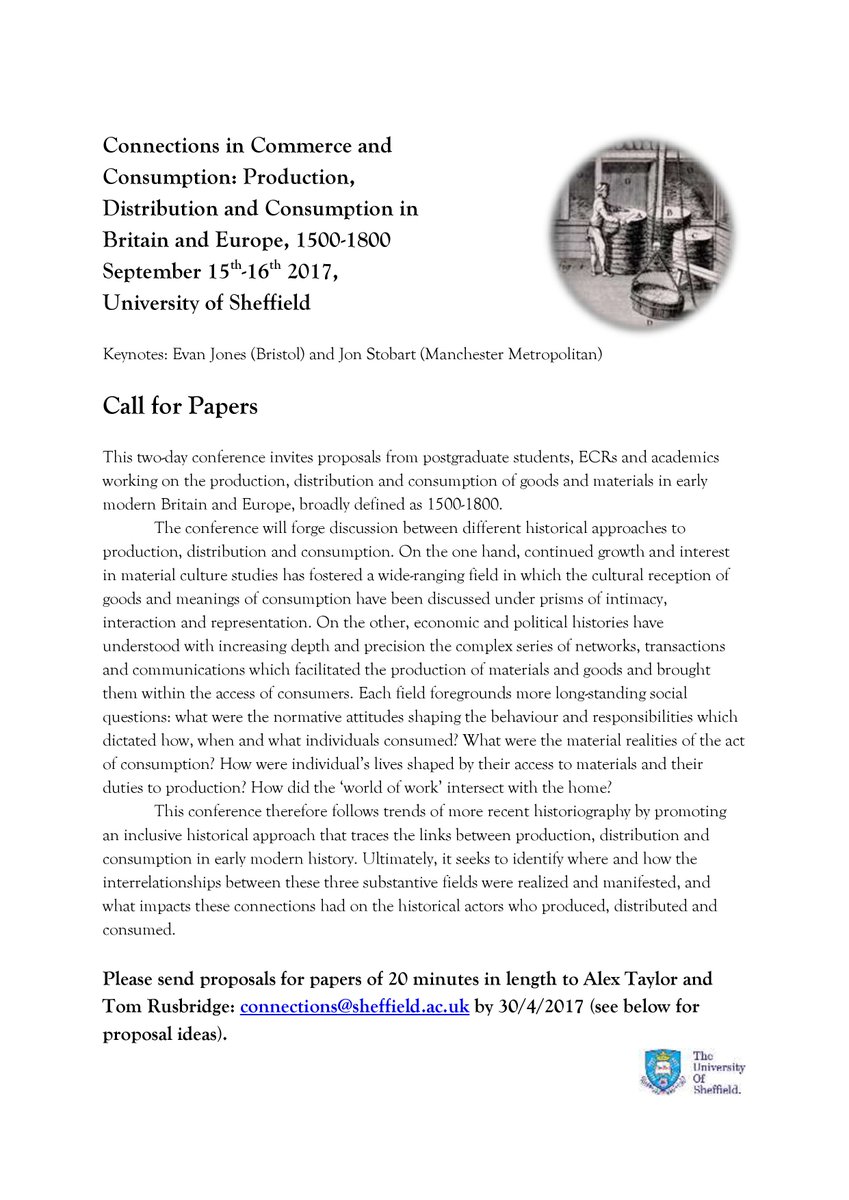 AlexemTaylor's tweet photo. CFP time with @tom_rusbridge September conference on em trade, production and consumption. Please email us proposals...and spread the word! https://t.co/9dfnEoWGlb