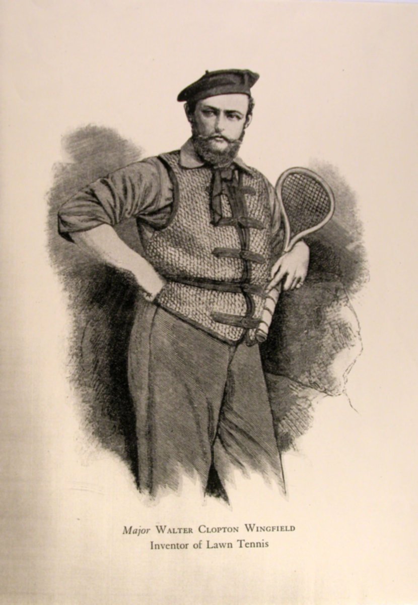 Rbrutti's tweet photo. Major Walter C. Wingfield of Ruabon, Wales patented the game of tennis 143 years ago today. https://t.co/asu9BJKcKJ https://t.co/eHQXHaSYv9
