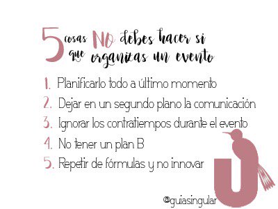 guiasingular's tweet photo. Hola Singulares!! Aquí tenéis unos cuantos consejos para que vuestros eventos sean muy 🔝 #guiasingular #Eventos #FelizJueves #Barcelona #pr https://t.co/dqvM5dRVAu