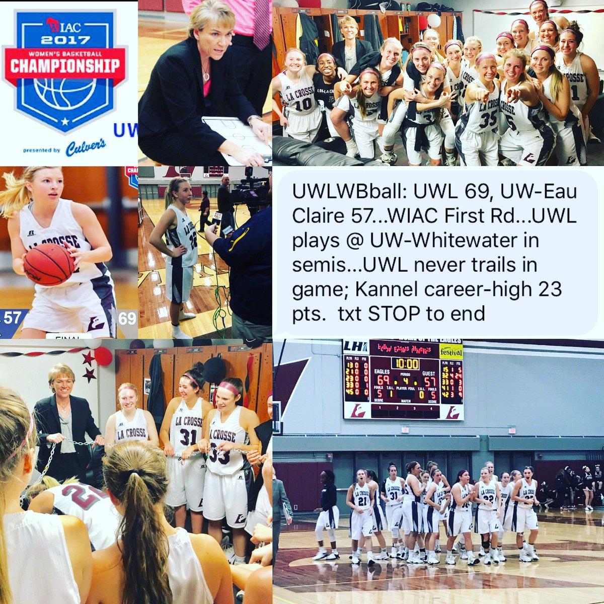 UWLEaglesWBB's tweet photo. WIAC win! One step closer to our GOAL! Let's gooooo Eagles! #uwleaglewbb #squaaaaaaaa #squaaaaaaaa #seniorstrong #wiactournament https://t.co/Z3hrwYElmt