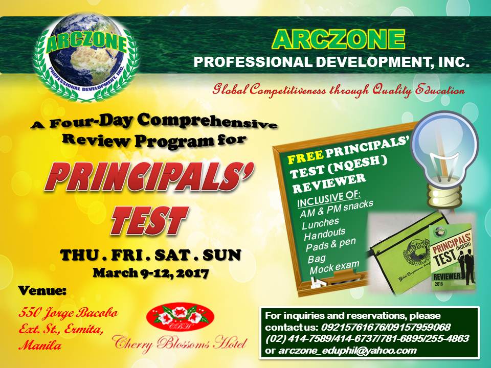 ARCZONE_ProfDev's tweet image. Be one of the principals/school heads in the Philippines!
Be Globally Competitive through Quality Education! Choose Arczone ProfDev!