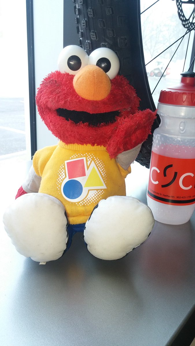 CyclesmithHfx's tweet photo. Did you lose Elmo at @CyclesmithHfx or @nurturedmom? We're keeping him warm and dry. #lostelmo https://t.co/KpPvPHTEPU