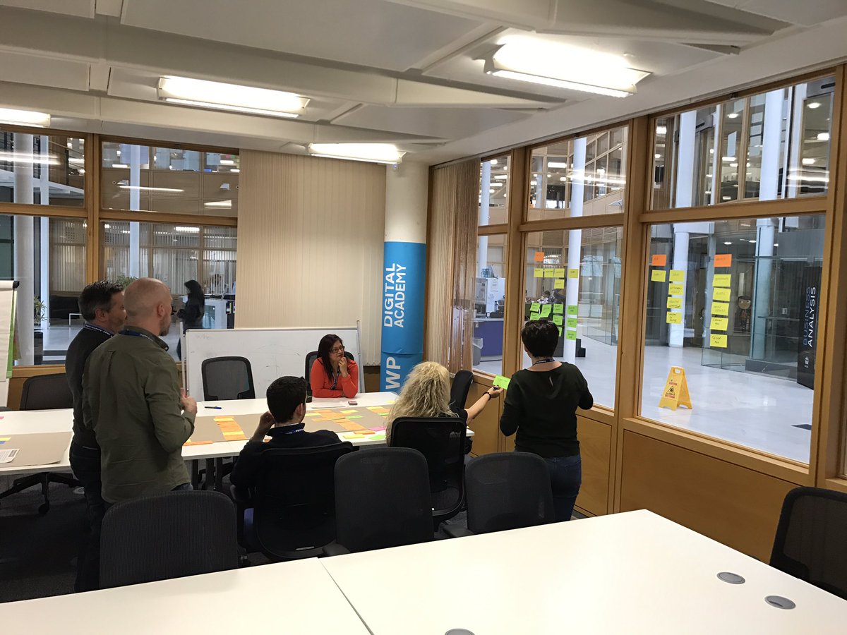 phil_b65's tweet photo. Cross government BAs deep in thought @DWP_ACADEMY #learningbydoing #storymapping #lotsofpostits https://t.co/Yo2v0HxQX4