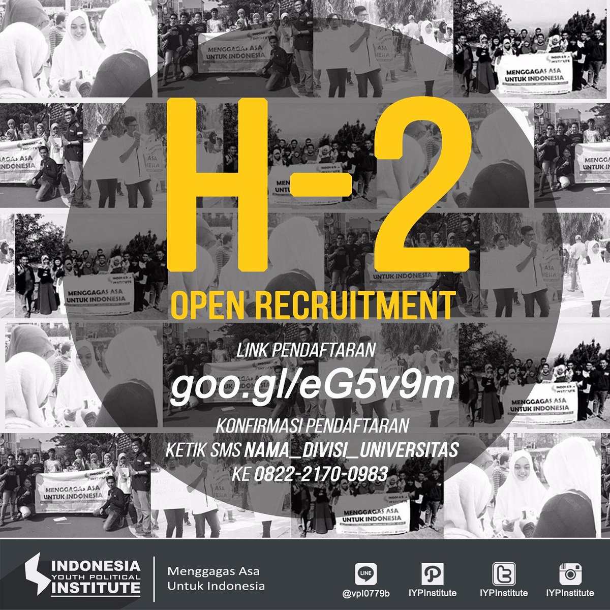 [REMINDER]

Kuy! Gak kerasa sudah H-2 pendaftaran IYP Institute nih. Sudahkah kamu daftar?
kami tunggu sampai tgl 25 Februari yaa