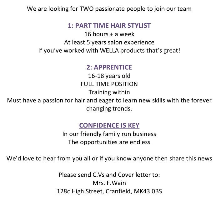 FilsHair's tweet photo. #wearehiring #newjobs #newstylist #hairdressers #miltonkeynes #bedford #salon #business #passion https://t.co/E8AujQ8Izu