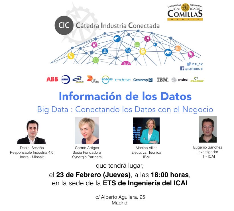 ramonsuarez_'s tweet photo. Hoy @icai_cic "Información de los Datos #bigdata Conectando los Datos con el Negocio" #CIC_Analytics #Industria40 @Observatorio40 https://t.co/B7XWW0yQk8