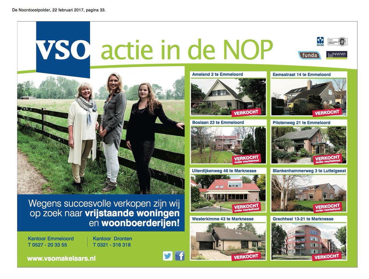 Deze week in het nieuws! #VSO makelaars <a href="/DeNOP/">De Noordoostpolder</a> over de toenemende #verkoop van #vrijstaande huizen en #woonboerderijen. #ideaalmoment