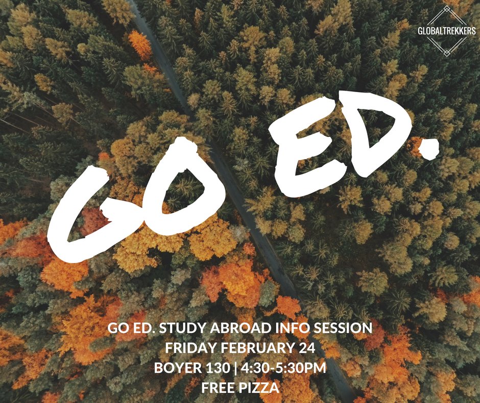 Another info session tomorrow! Come down to Boyer 130 if you're interested in studying in Kigali, Rwanda or Mekong, Thailand! See you there!