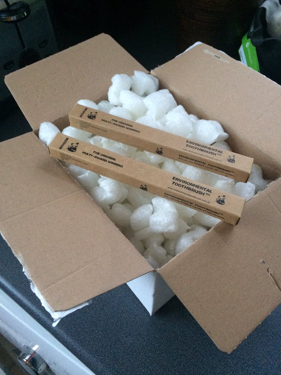 mozza83's tweet photo. Trying to reduce plastic usage - ordered bamboo toothbrushes. Look what they arrived in! Ridiculous packaging. What a waste @HawthornHealth https://t.co/IRo3F3nqJB