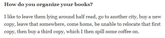 el caos libresco >> george saunders: by the book goo.gl/xyQM1W (vía <a href="/nytimesbooks/">New York Times Books</a>)