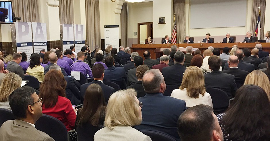 TxDOT's tweet photo. Full house at today's @TxDOTCommission meeting! Watch live here: https://t.co/HmrqNJeSBz #txdotcommish https://t.co/jZOL1Sr65p