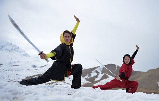 RaziaHussainy's tweet photo. On a #kabul hilltop the first #wushu trainer, training 20 young Afghan girls,I am proud of #simaAzimi. https://t.co/Q9nUKfzcc0