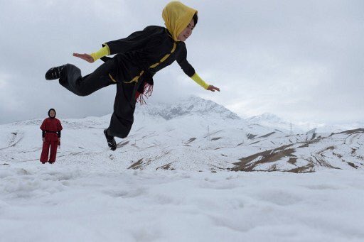 RaziaHussainy's tweet photo. On a #kabul hilltop the first #wushu trainer, training 20 young Afghan girls,I am proud of #simaAzimi. https://t.co/Q9nUKfzcc0