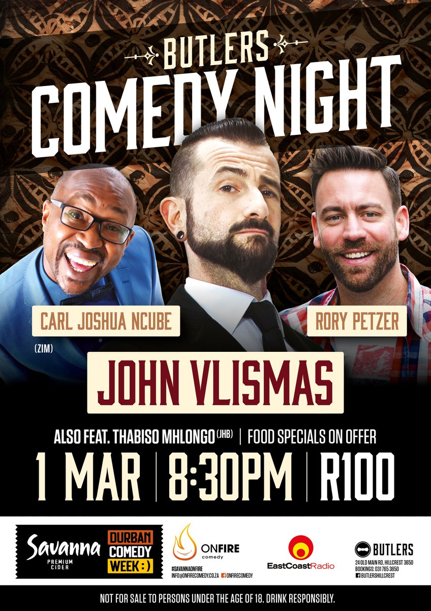 OnFireComedy's tweet photo. Durban is going to be 🔥🔥🔥🔥 from 1-4 March #OnFireComedy https://t.co/kCQbG0aHCX