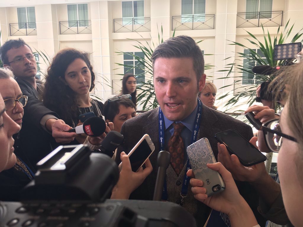 tariqnasheed's tweet photo. So white supremacist Richard Spencer is at #CPAC2017 today. This is a man who's Alt-Right website advocates genocide of Black people #MAGA https://t.co/uRt9pzxmnw