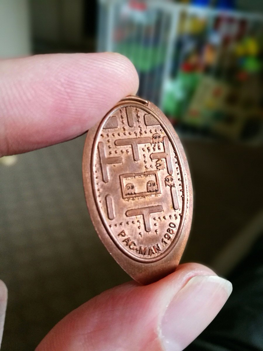 RhysMixGaming's tweet photo. Squished PAC-MAN coin. Pretty neat. #DragonGaming #Pacman #coin @BandaiNamcoUS @BandaiNamcoEU @BandaiNamcoUK #rgaming #arcade #retrogaming https://t.co/8Ut82x9zZ6