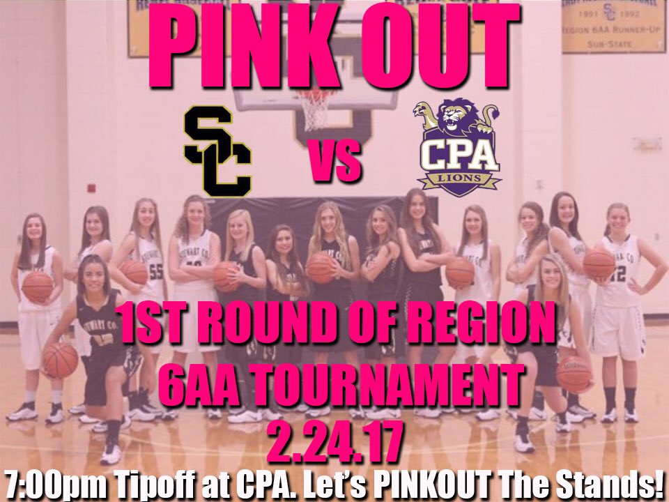 section_schs's tweet photo. Good luck to our girls team as they face CPA in the first round of the tournament tomorrow! Let's PINKOUT the stands! https://t.co/t9BtQ1tp8C