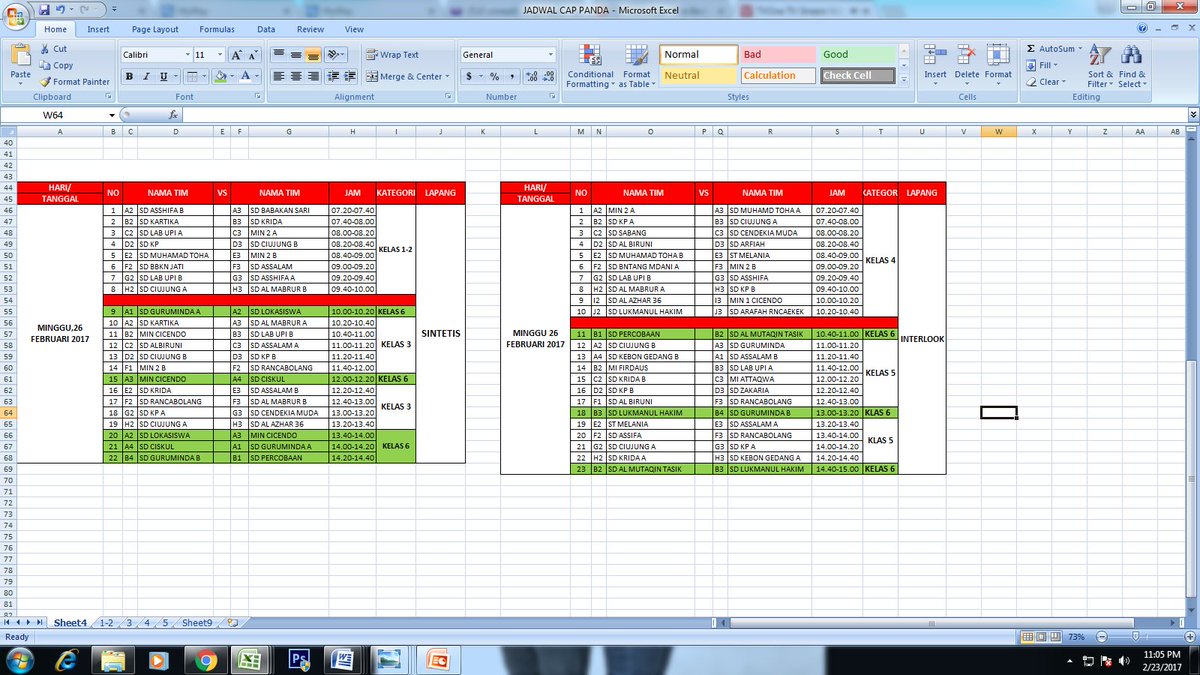 JADWAL LENGKAP PENYISIHAN CAP PANDA 
ANTAR SEKOLAH DASAR 
MINGGU,26 FEBRUARI 2017 
PROGRESIF FUTSAL