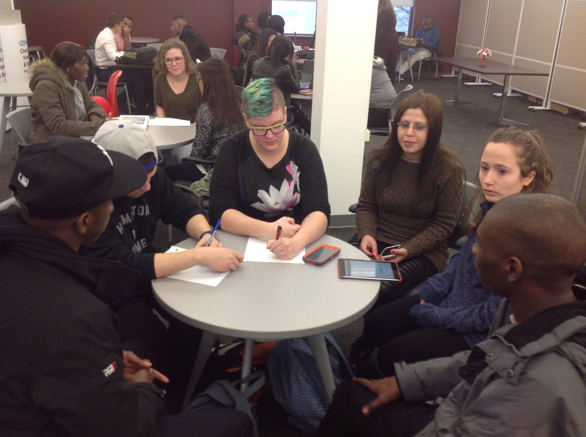 ESMohawk's tweet photo. #LINC students @MohawkCollege sharing their journey to Canada with ES students to shed insight on inclusion of newcomers in schools https://t.co/vSPkjyZAfR