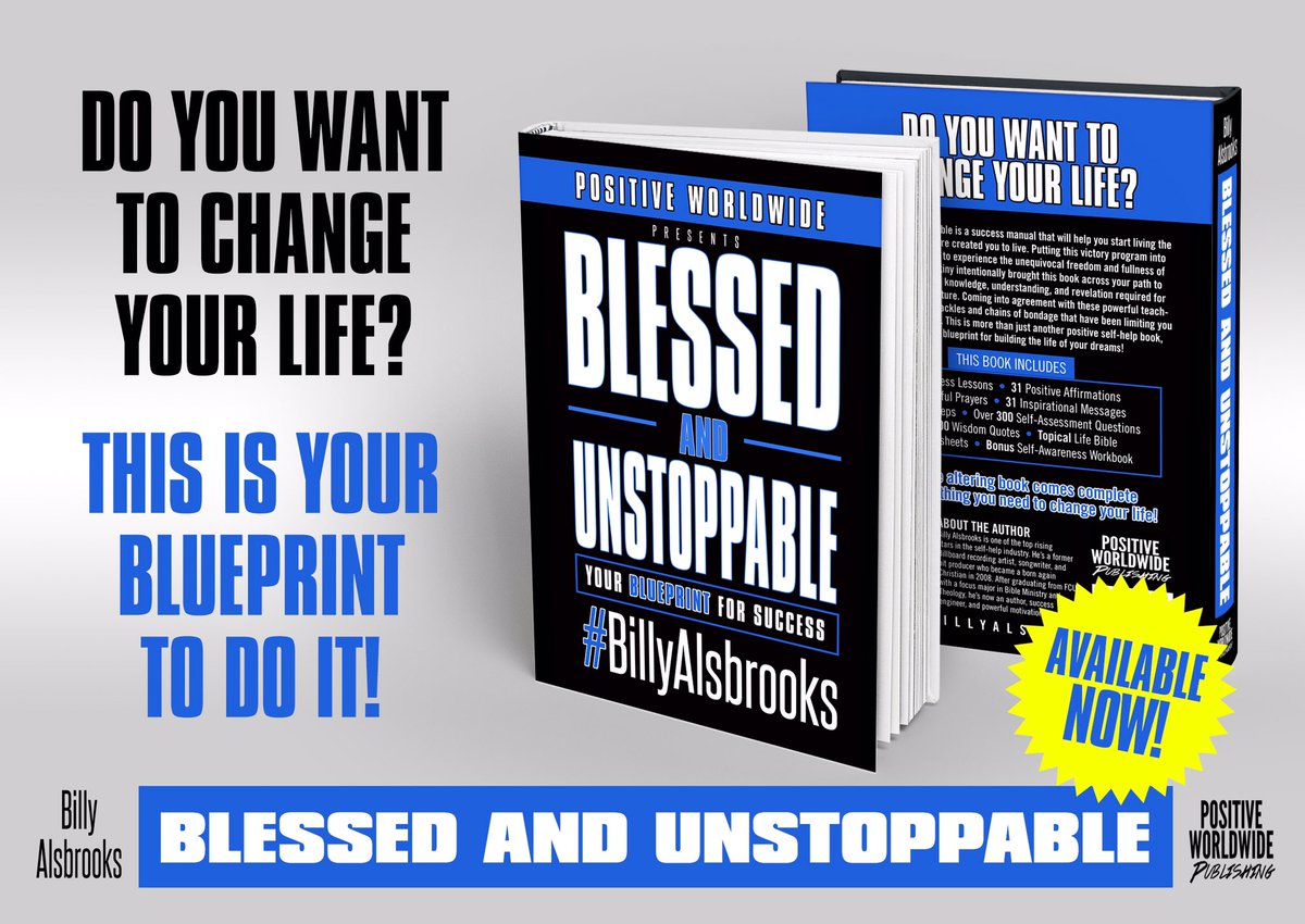 BillyAlsbrooks's tweet photo. My book 
"Blessed And Unstoppable" 
is Now Available!
Purchase your Copy Now!
https://t.co/iD2xB0uCwe https://t.co/RfzFfQnA8V