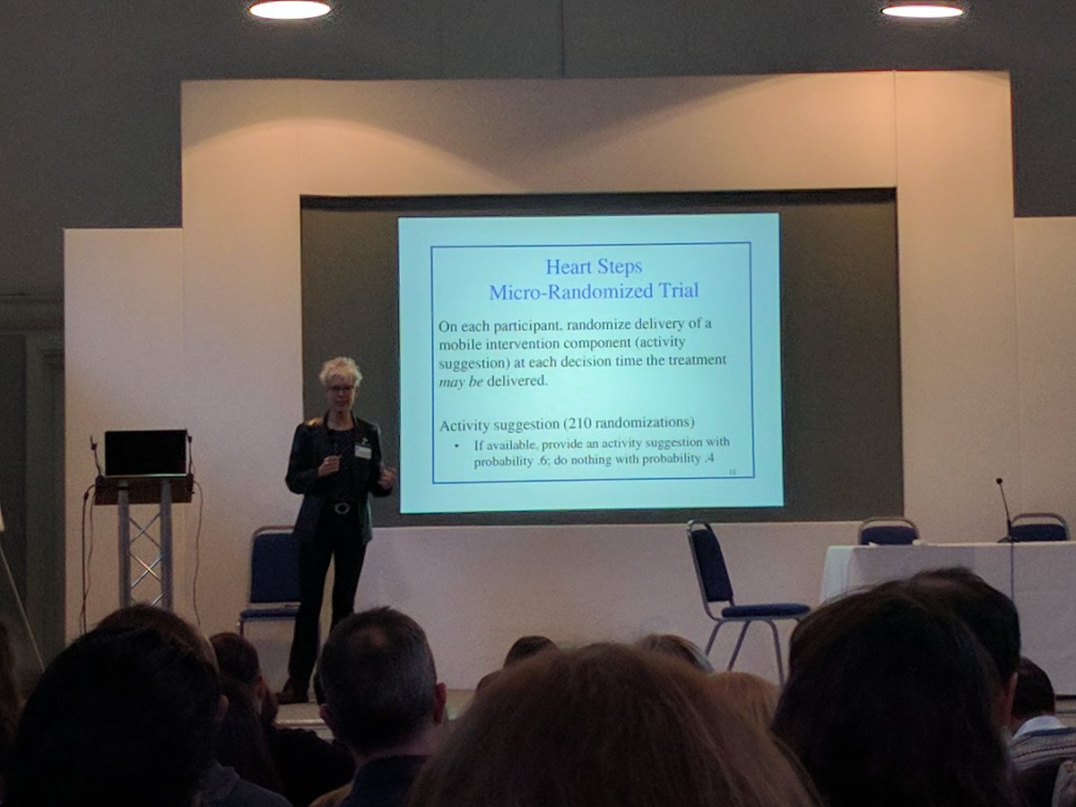 DrRosieW's tweet photo. Murphy: micro RCT- randomising at every point you deliver treatment (in this case, activity suggestion prompts)
#cbcconf17 https://t.co/cvjxKMpDqg