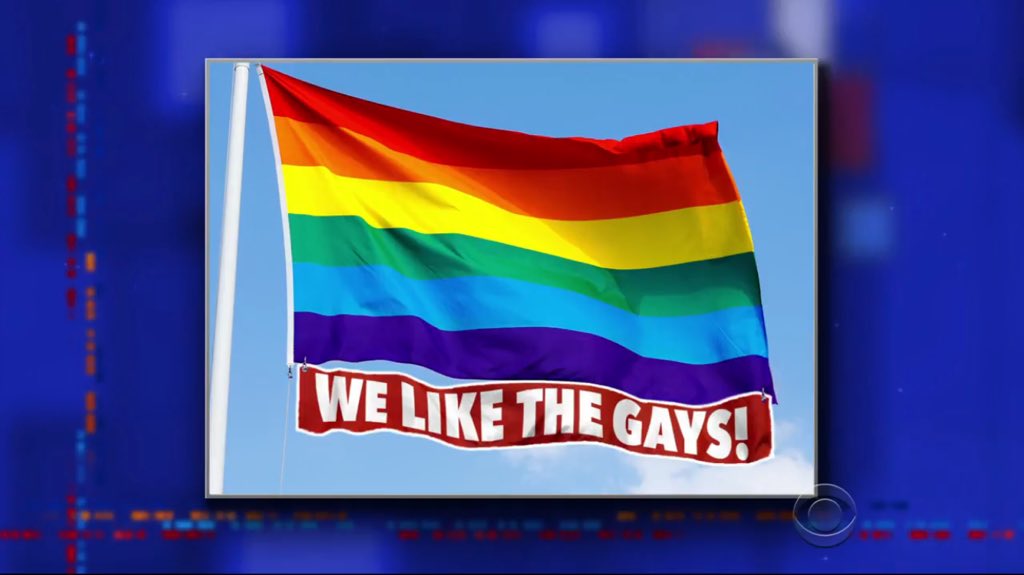.<a href="/StephenAtHome/">Stephen Colbert</a> For the record, we might next put up a Rainbow Flag that says "We Like The Gays!" 🌈 🌈 🌈 Because we do.